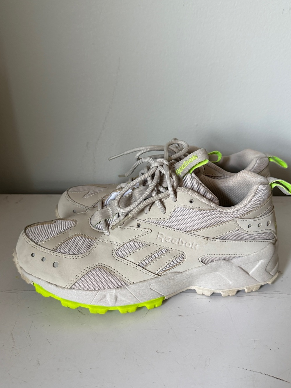 Reebok Aztrek 93 Trail Sneakers with Stucco/ Neon Green Accents